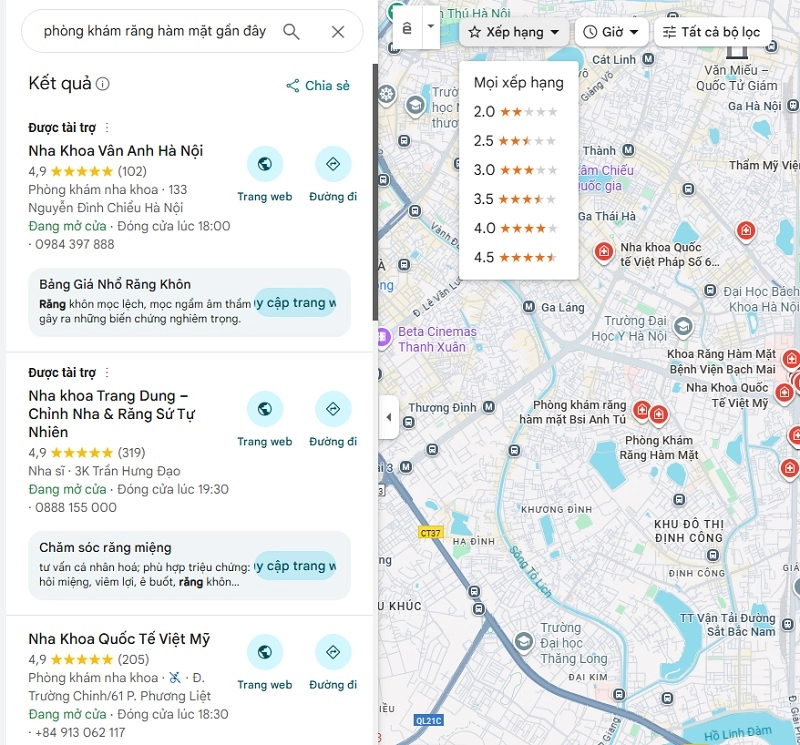 cách tìm địa chỉ răng hàm mặt gần nhất
